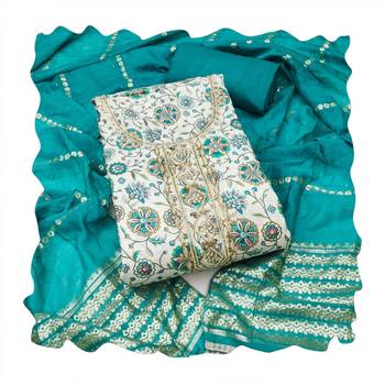 Multicolor embroidered cotton silk churidar dress-materials 4