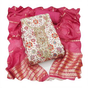 Multicolor embroidered cotton silk churidar dress-materials 4