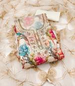 Multicolor embroidered organza semi stitched churidar dress-materials