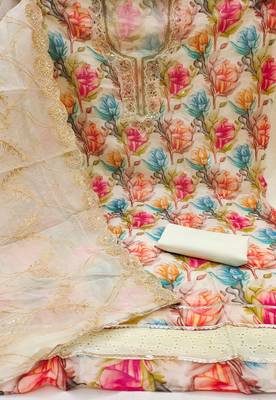 Multicolor embroidered organza churidar dress-materials 2