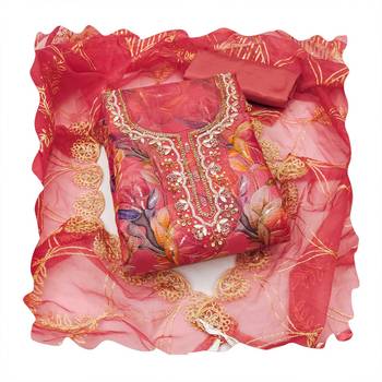 Multicolor embroidered organza churidar dress-materials 4