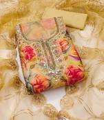 Multicolor embroidered organza semi stitched churidar dress-materials