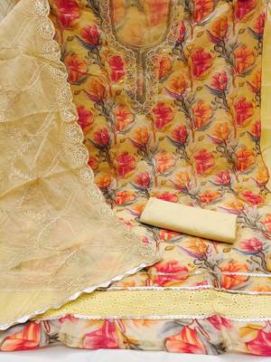 Multicolor embroidered organza churidar dress-materials 2