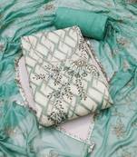 Multicolor embroidered cotton semi stitched churidar dress-materials