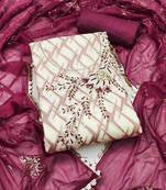 Multicolor embroidered cotton semi stitched churidar dress-materials