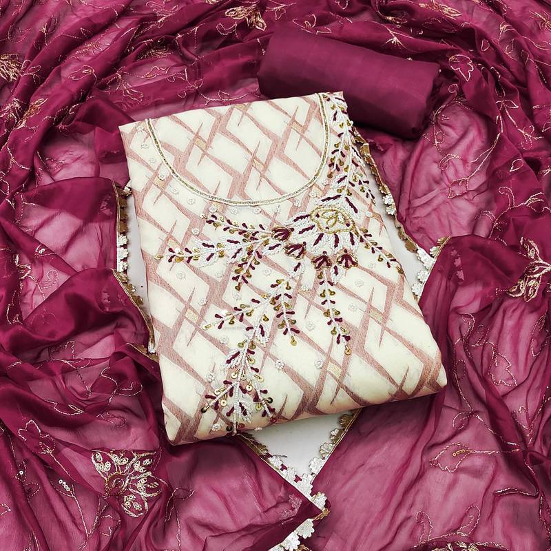 Multicolor embroidered cotton semi stitched churidar dress-materials