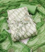 Multicolor embroidered cotton semi stitched churidar dress-materials