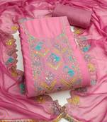 Pink sequins cotton silk semi stitched churidar dress-materials