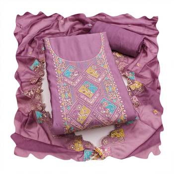 Lavender sequins cotton silk churidar dress-materials 4