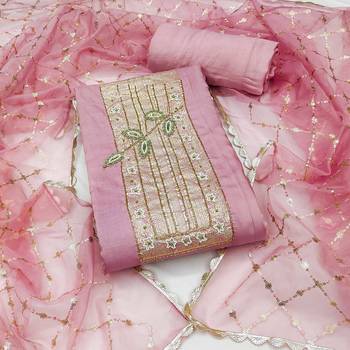 Baby-pink hand embroidery cotton churidar dress-materials 1