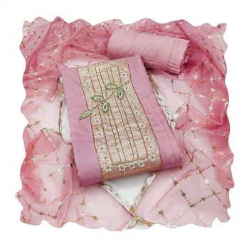 Baby-pink hand embroidery cotton churidar dress-materials 4