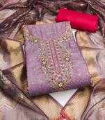 Purple woven cotton semi stitched churidar dress-materials