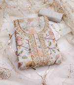 Beige sequins organza semi stitched churidar dress-materials