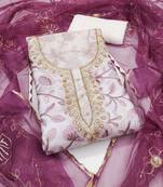 Cream sequins organza semi stitched churidar dress-materials