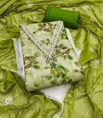 Multicolor hand embroidery cotton semi stitched churidar dress-materials