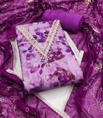 Multicolor hand embroidery cotton semi stitched churidar dress-materials