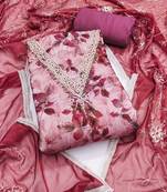 Multicolor hand embroidery cotton semi stitched churidar dress-materials