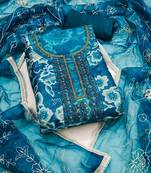 Multicolor sequins organza semi stitched churidar dress-materials