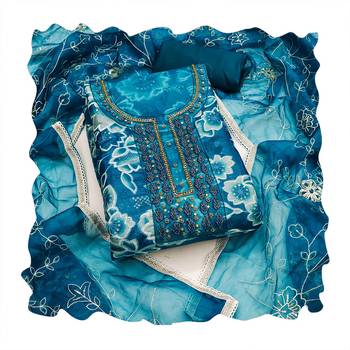Multicolor sequins organza churidar dress-materials 4