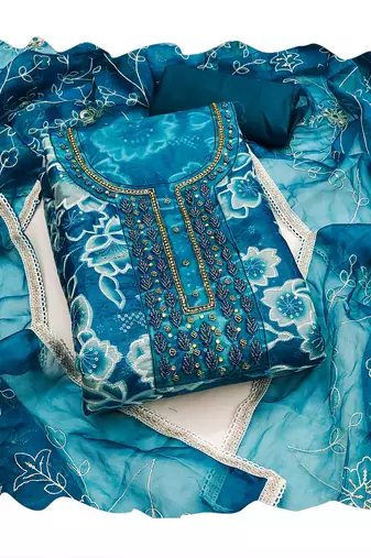 Multicolor sequins organza churidar dress-materials