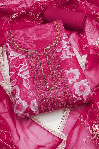 Multicolor sequins organza semi stitched churidar dress-materials