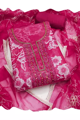 Multicolor sequins organza churidar dress-materials