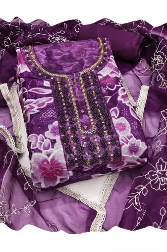 Multicolor sequins organza churidar dress-materials