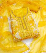 Multicolor sequins organza semi stitched churidar dress-materials