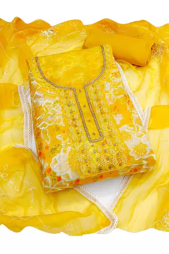 Multicolor sequins organza churidar dress-materials