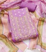 Purple woven banarasi semi stitched churidar dress-materials