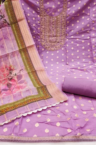 Purple woven banarasi churidar dress-materials