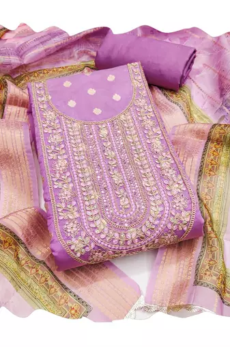 Purple woven banarasi churidar dress-materials