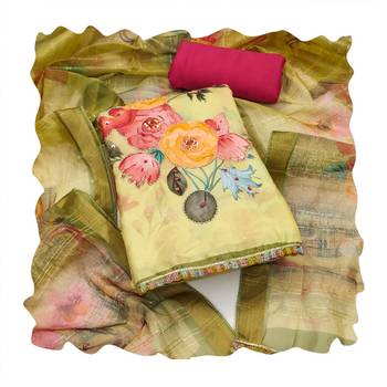 Light-yellow sequins cotton churidar dress-materials 4
