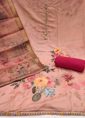 Peach sequins cotton churidar dress-materials 2