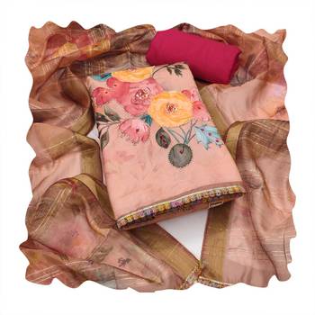 Peach sequins cotton churidar dress-materials 4