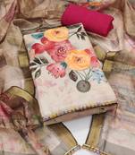 Beige sequins cotton semi stitched churidar dress-materials