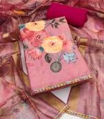 Baby-pink sequins cotton semi stitched churidar dress-materials