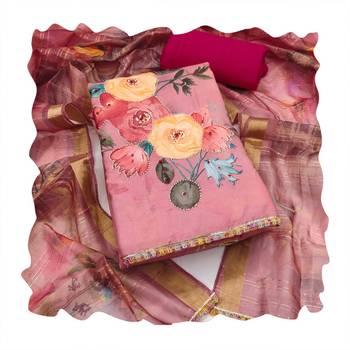 Baby-pink sequins cotton churidar dress-materials 4