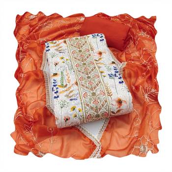 Multicolor embroidered cotton churidar dress-materials 4