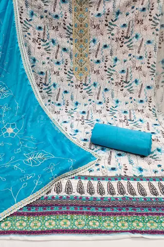 Multicolor embroidered cotton churidar dress-materials