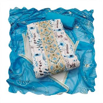 Multicolor embroidered cotton churidar dress-materials 4
