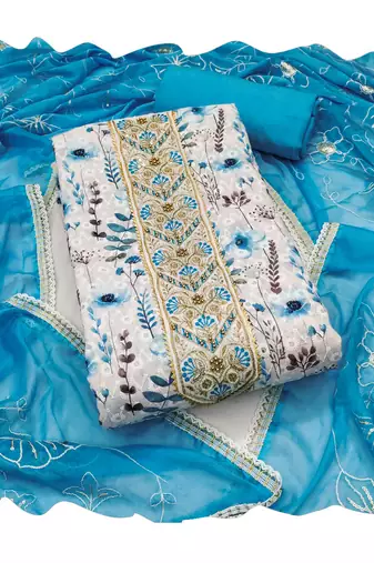 Multicolor embroidered cotton churidar dress-materials