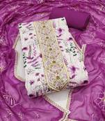 Multicolor embroidered cotton semi stitched churidar dress-materials