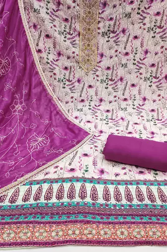 Multicolor embroidered cotton churidar dress-materials