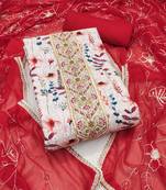 Multicolor embroidered cotton semi stitched churidar dress-materials