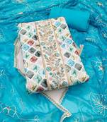 Multicolor embroidered cotton semi stitched churidar dress-materials