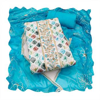 Multicolor embroidered cotton churidar dress-materials 4
