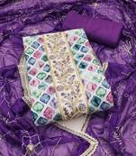 Multicolor embroidered cotton semi stitched churidar dress-materials