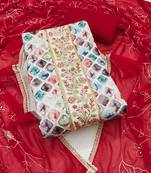 Multicolor embroidered cotton semi stitched churidar dress-materials