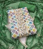 Multicolor embroidered cotton semi stitched churidar dress-materials